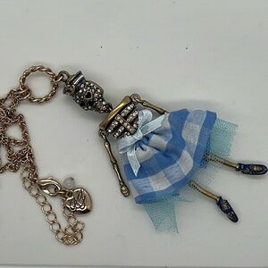 Betsy Johnson skulls and roses blue necklace